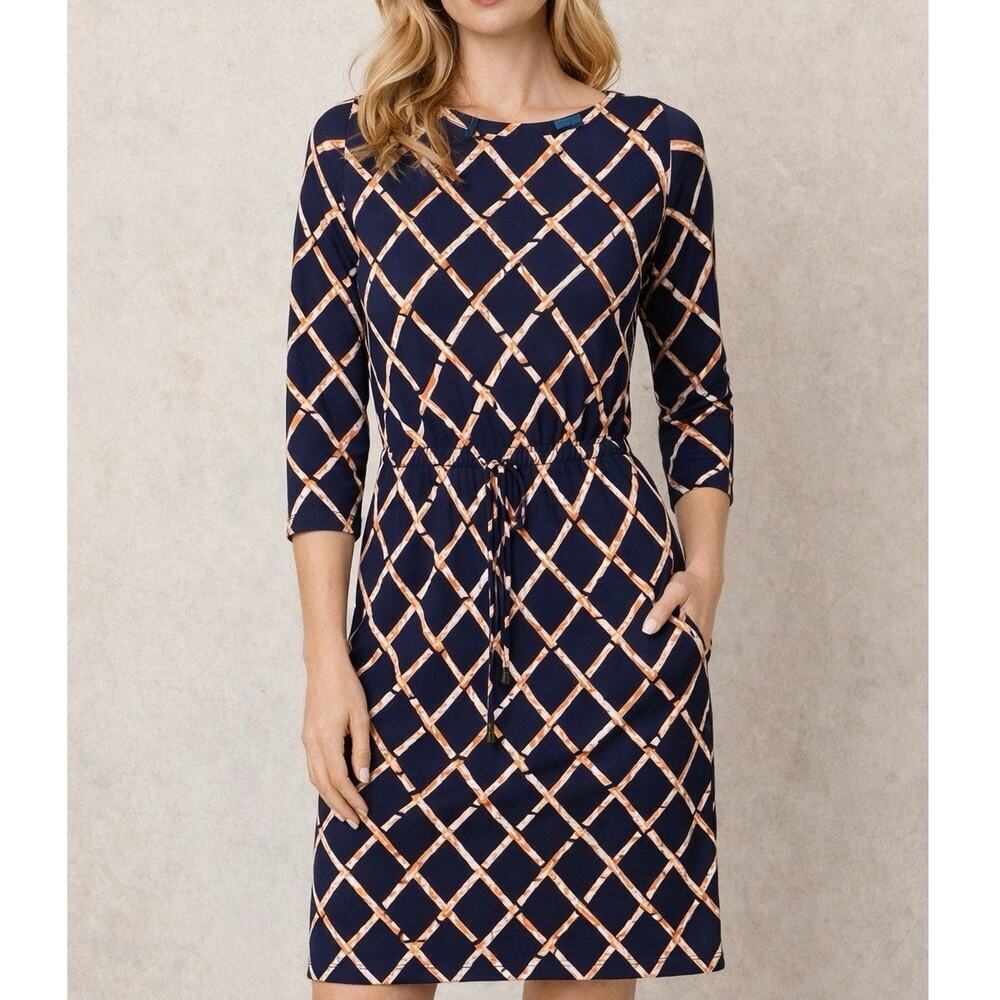 J. McLaughlin Marianne Catalina Cloth Dress Blue Orange Size XS